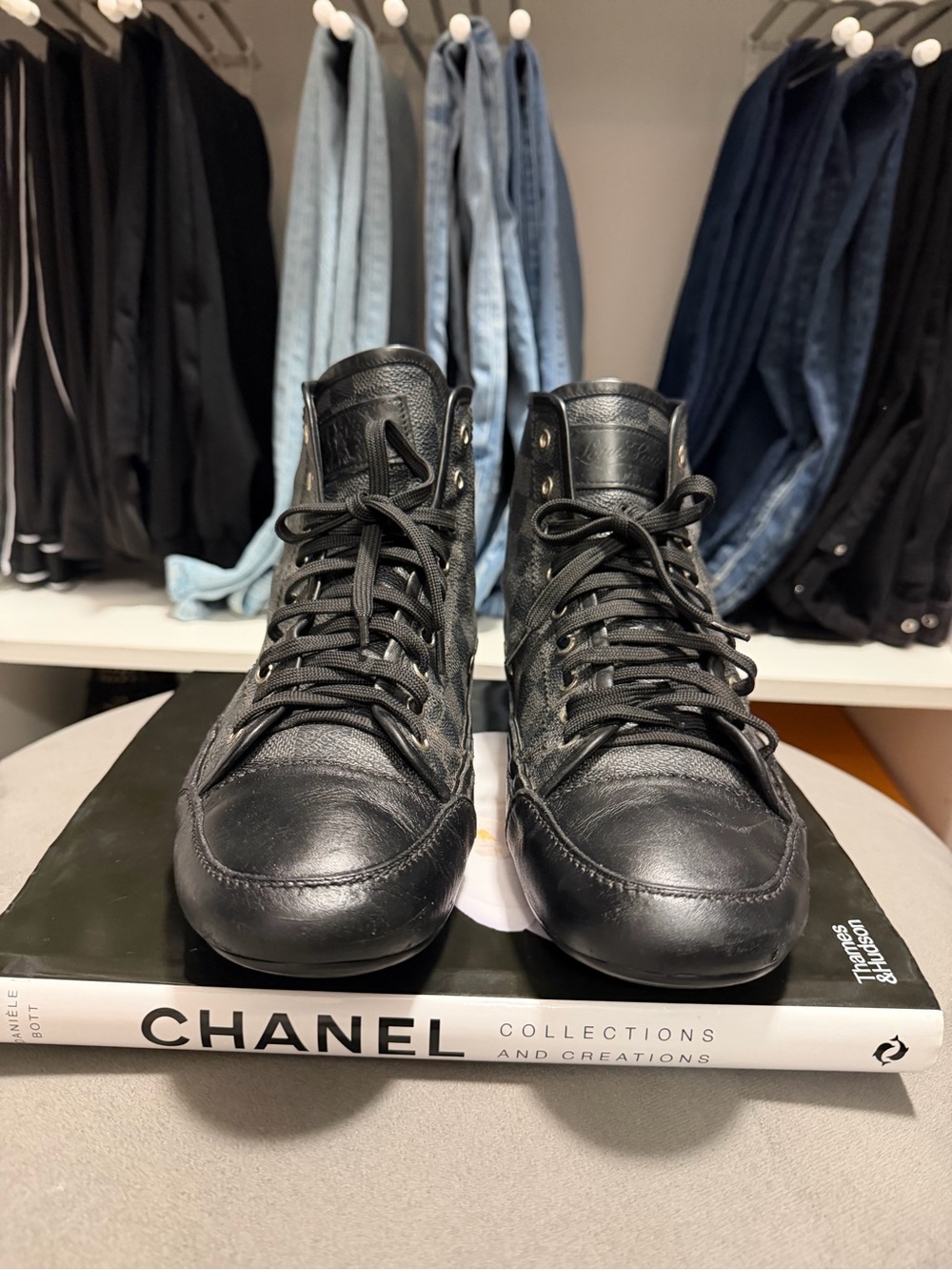 Louis Vuitton Black Men’s Leather High-Top Sneakers